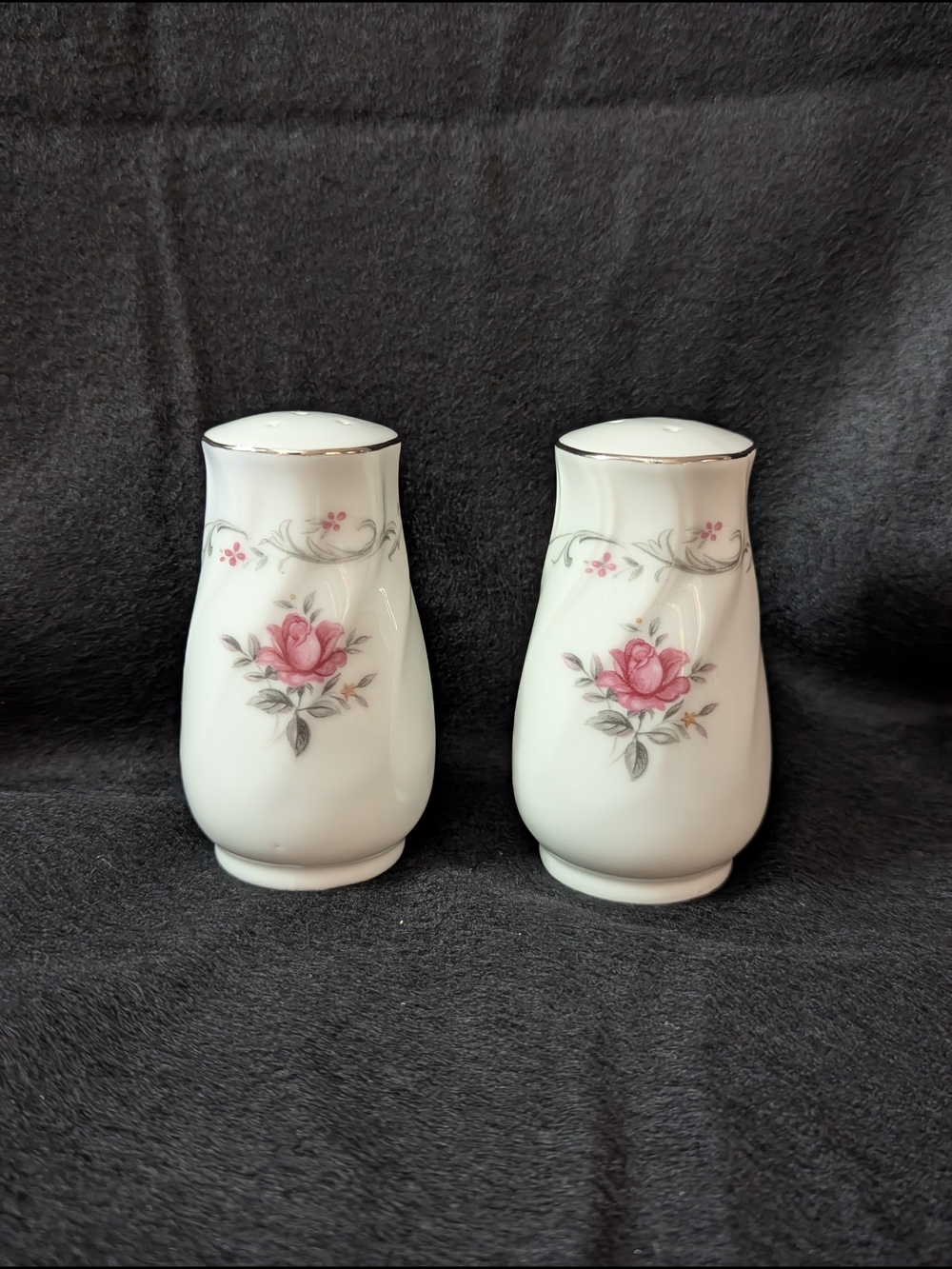 Crest Wood Fine China "Rosebriar Pattern"  Salt and Pepper Shaker Set
